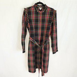 J. Crew Plaid Long Sleeve Dress Sz 14